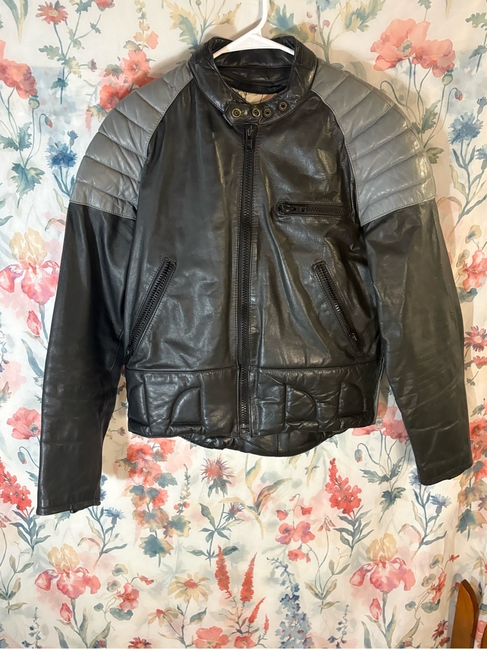 Vintage Sears Navy Label on Black Leather Jacket Interior